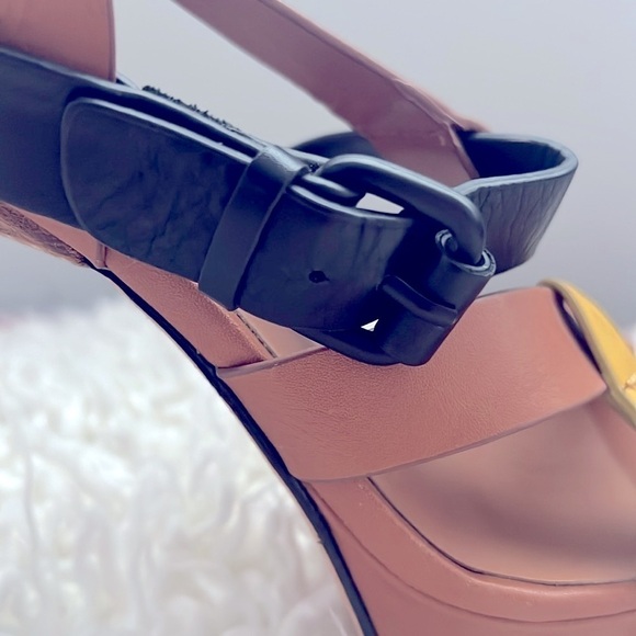 GORGEOUS L.A.M.B. by Gwen Stefani Tan with Blk & Yellow Platform Stiletttosπ π - Picture 5 of 15